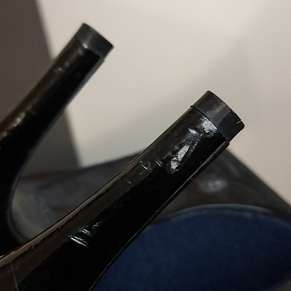 Navy Floral Open Toe Heels - Picture 6 of 6